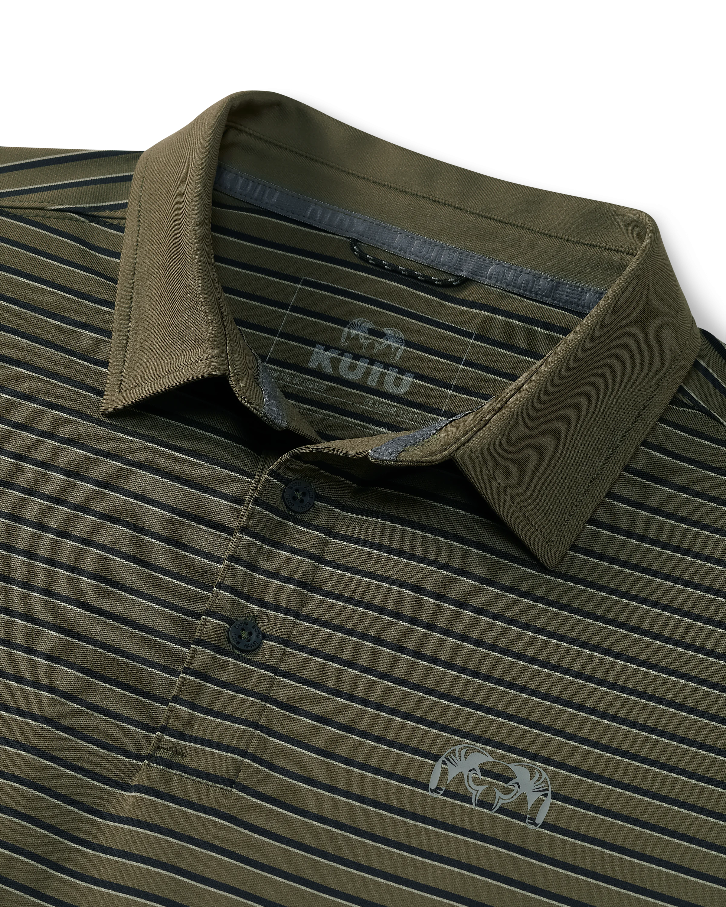 Alternative view of KUIU Performance Polo Stripe | Evergreen Stripe