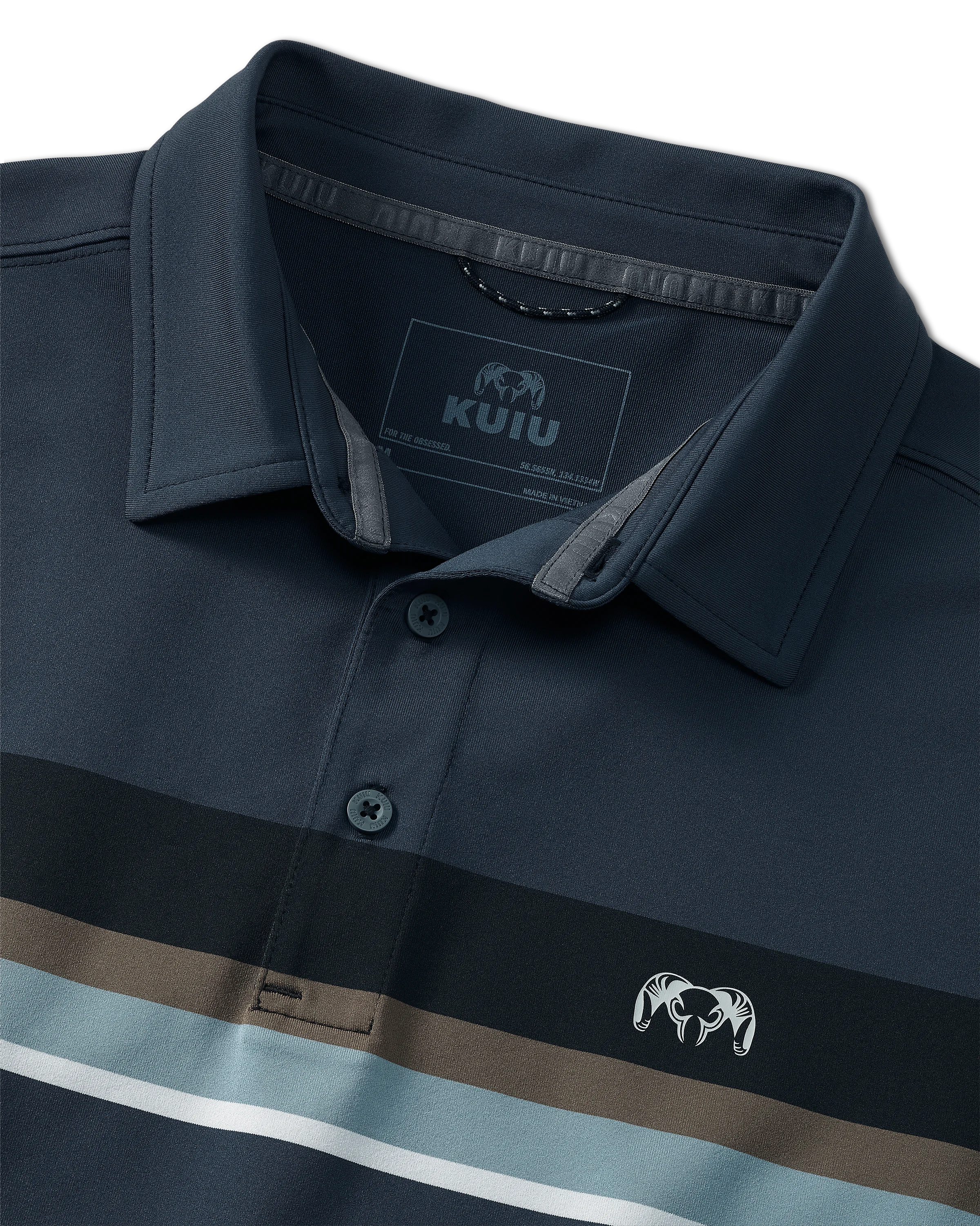 Alternative view of KUIU Performance Polo Stripe | Steel Blue Chest Stripe
