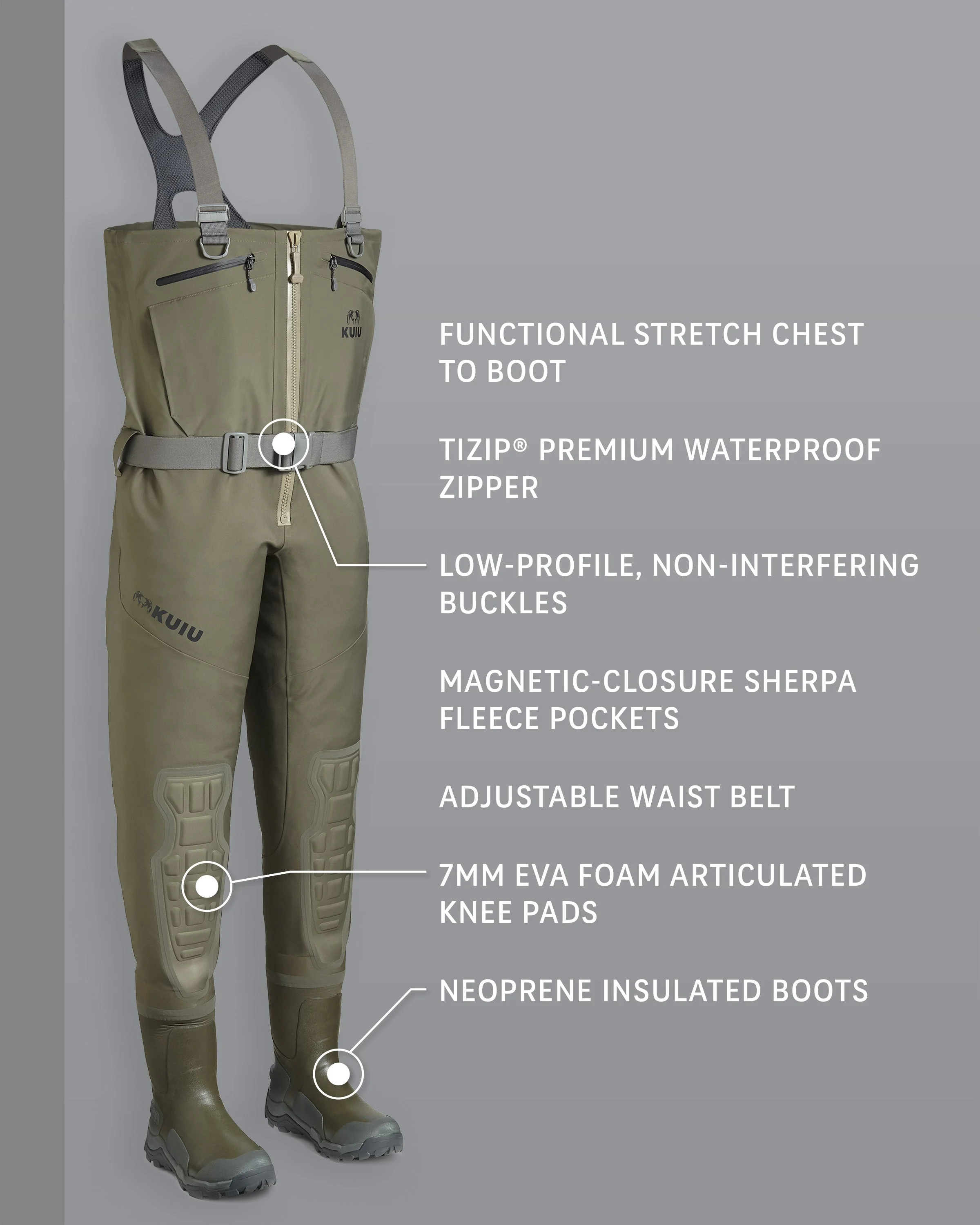 Alternative view of KUIU PRO HD Flex Zip Wader | Ash