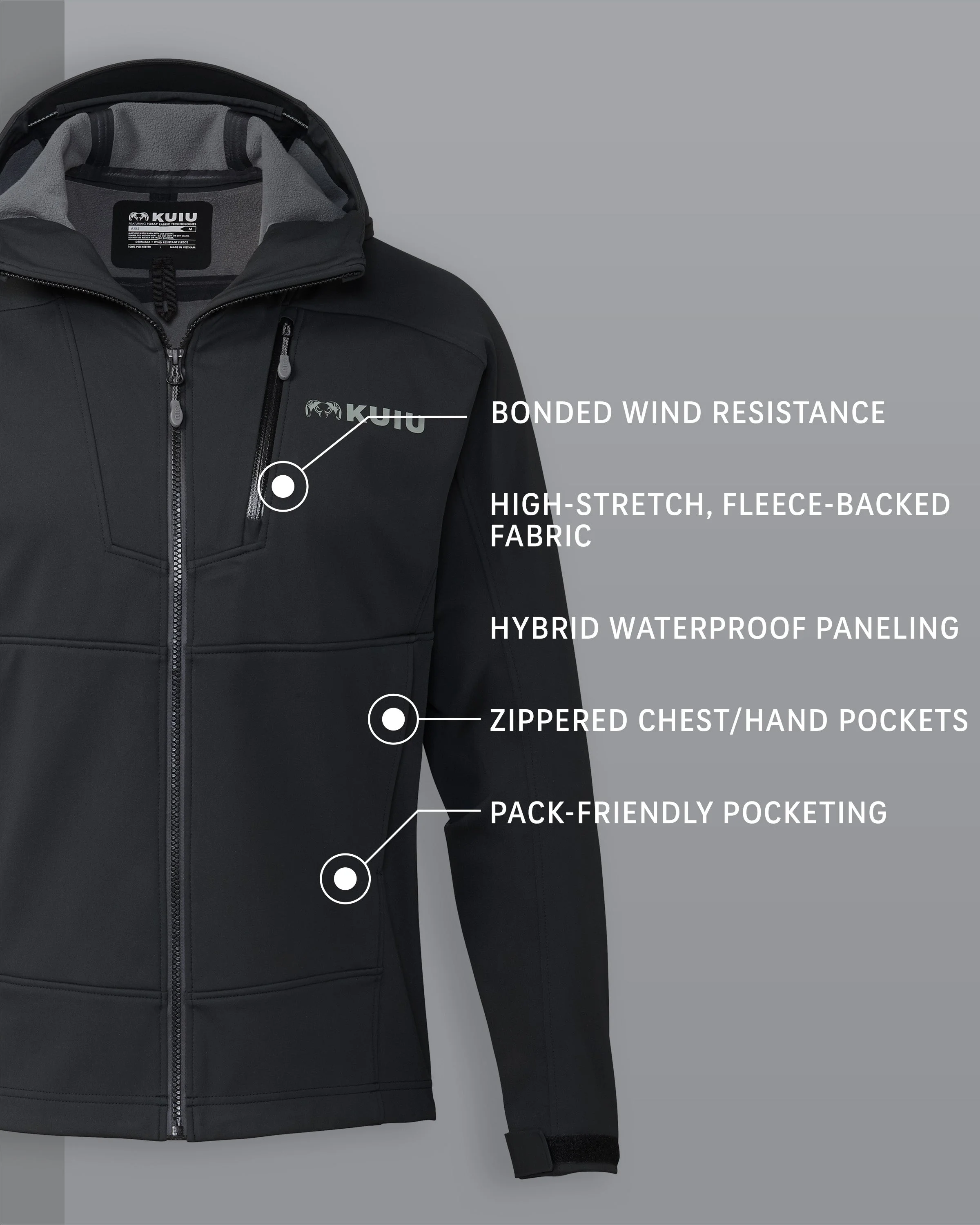 Alternative view of Axis Hybrid Hooded Jacket | Carbon